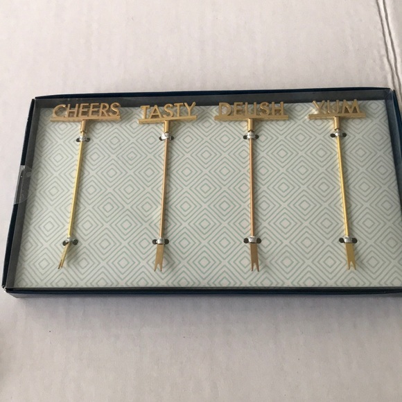 Other - Gold Tone Cocktail Forks in Gift Box